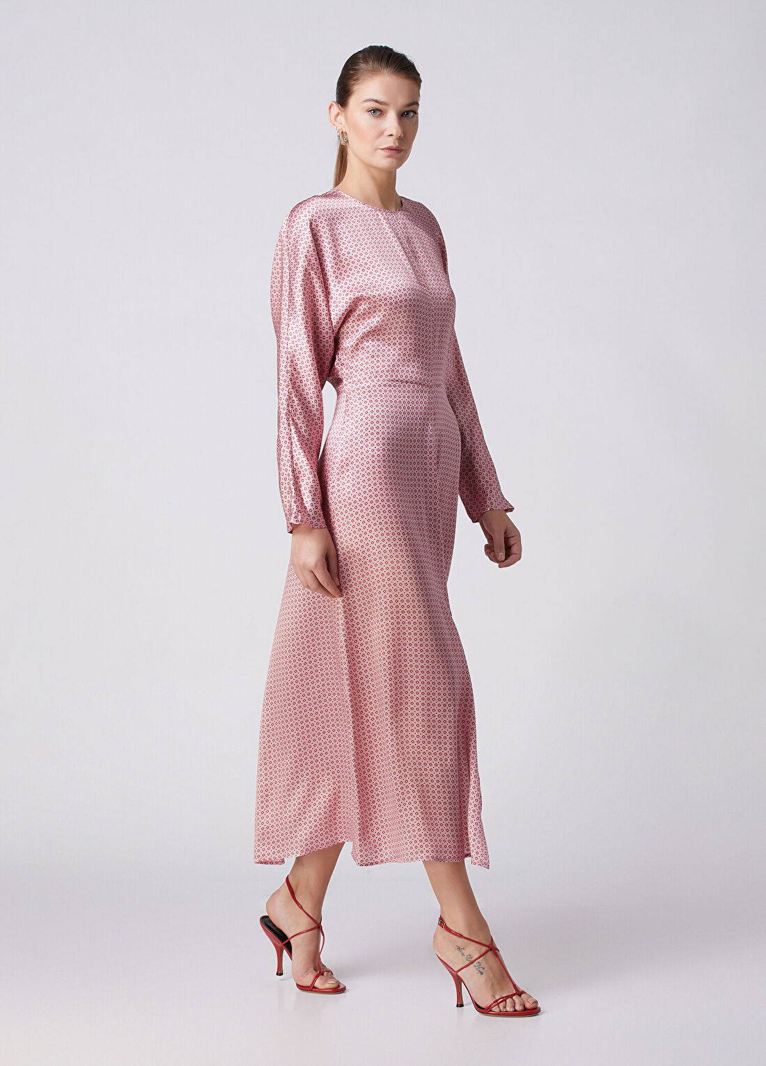 Beymen Collection Pembe Desenli Midi İpek Elbise görsel 2