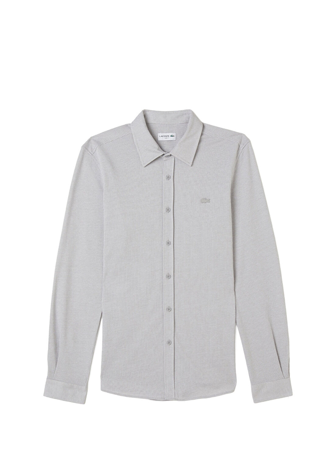 Lacoste Gri Pamuklu Slim Fit Düğmeli Yaka Uzun Kollu Erkek Gömlek