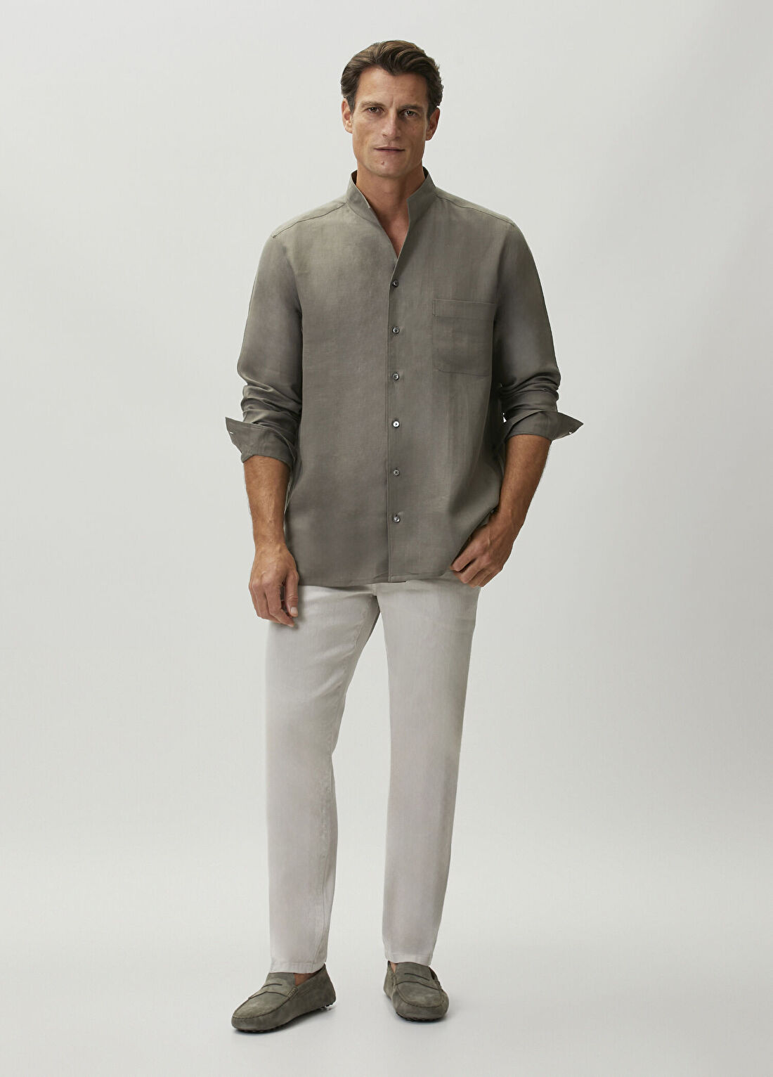 Zegna Koyu Gri Keten Karışımlı Jean Pantolon