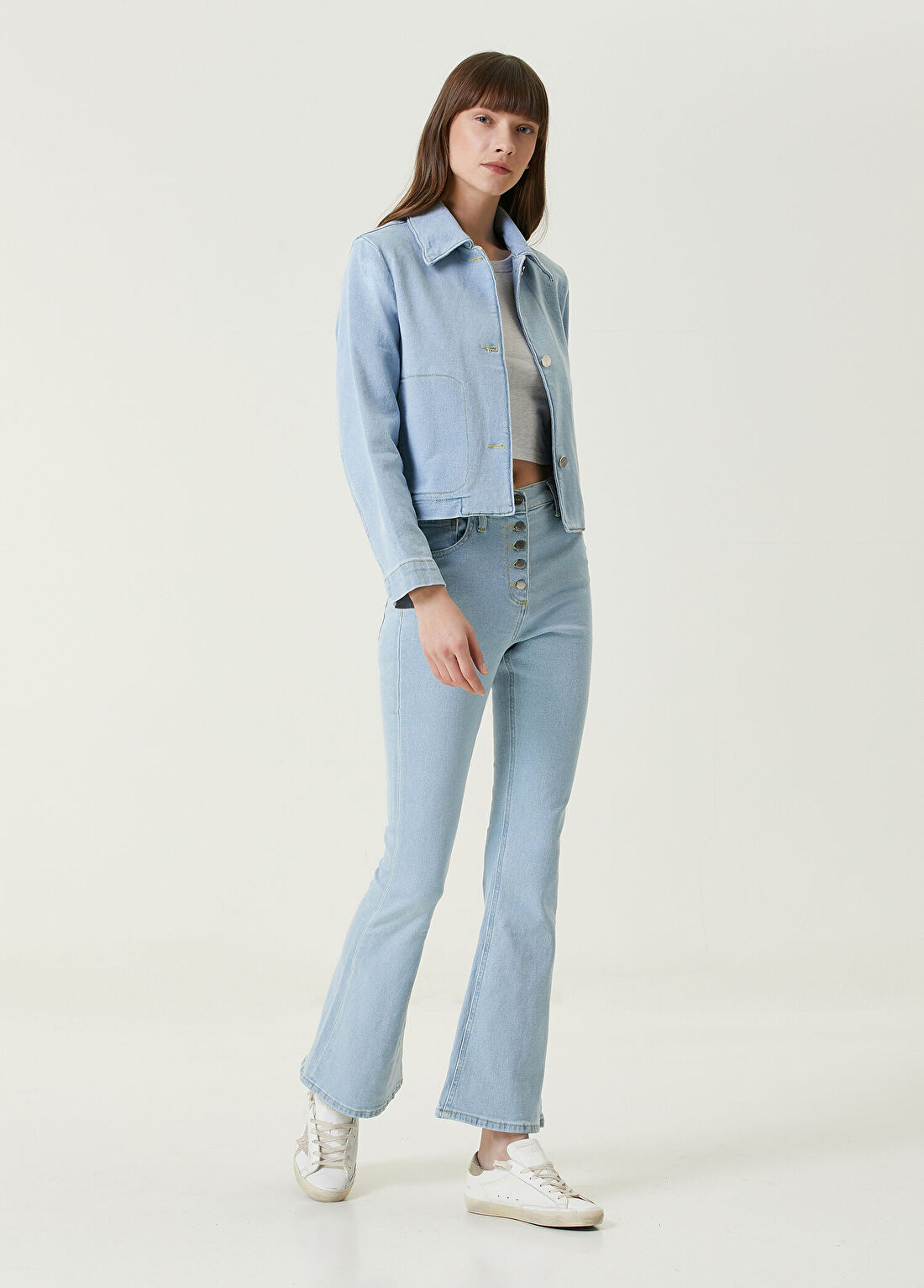 Dare London Paris Açık Mavi Kadın Jean Ceket