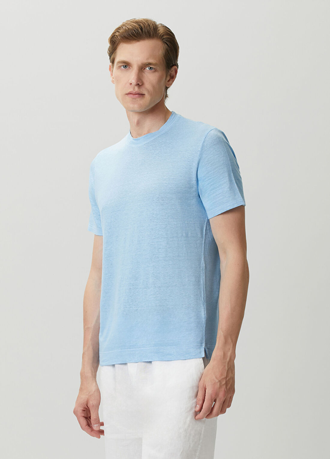 Fedeli Mavi Keten T-shirt görsel 3