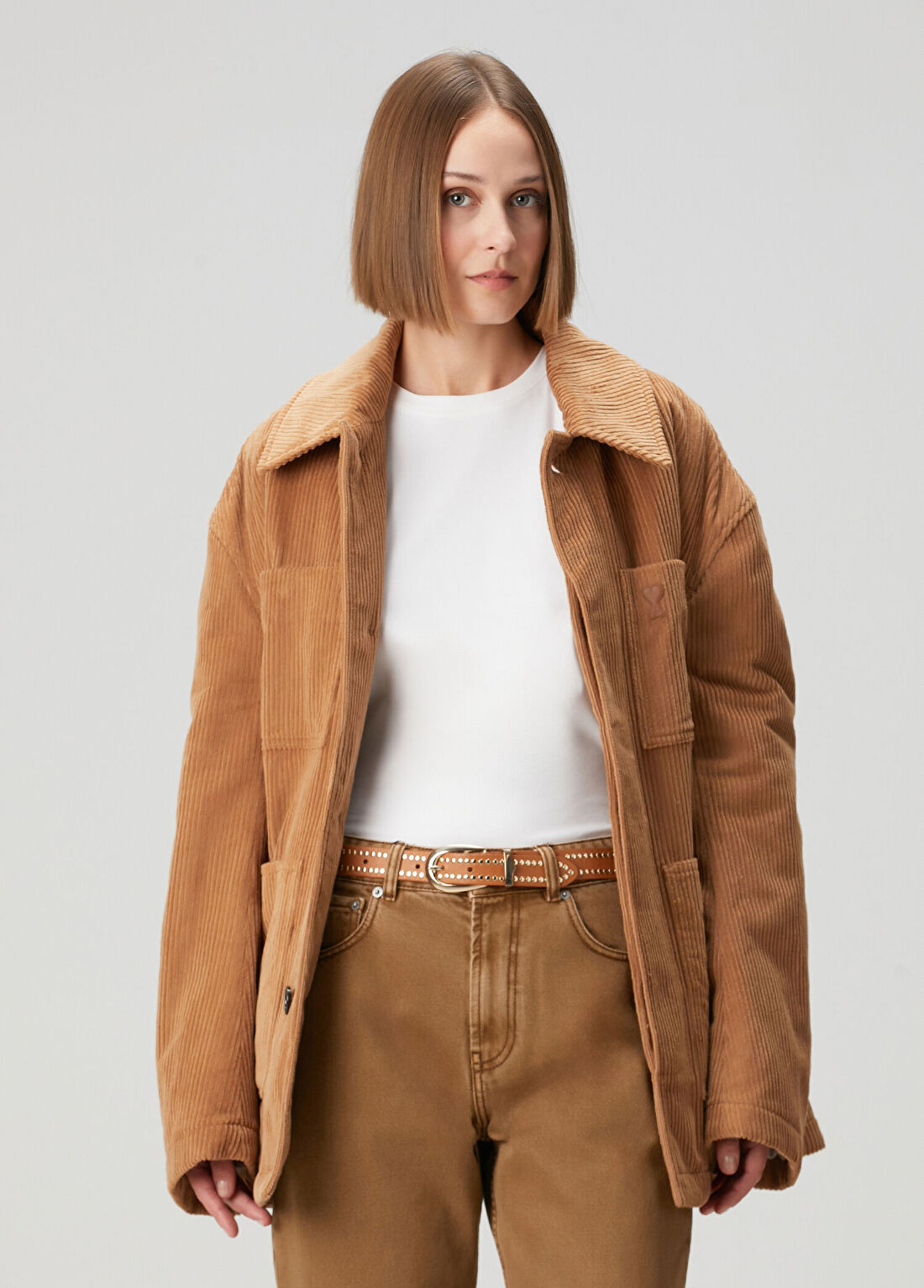 Ami Paris Camel Kadife Ceket