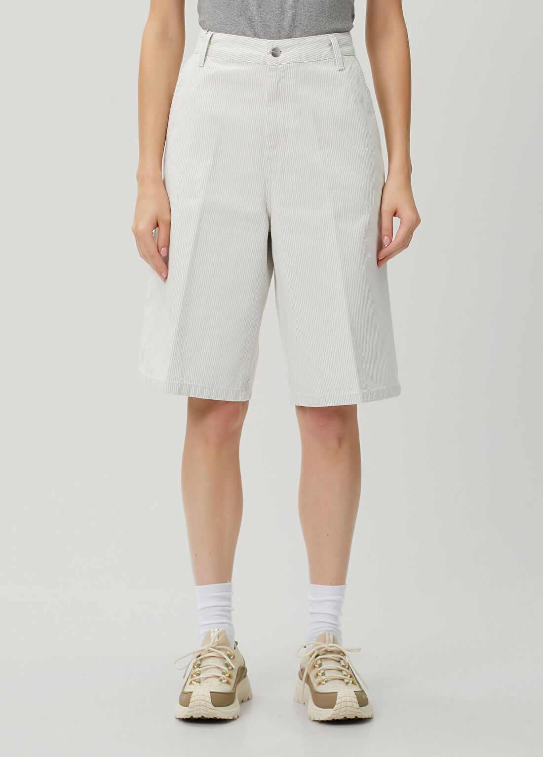 Carhartt WIP Mercer Ekru Çizgili Şort görsel 2