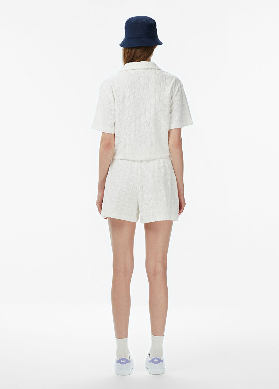 Lacoste Beyaz Relaxed Fit Monogram Kadın Şort görsel 2