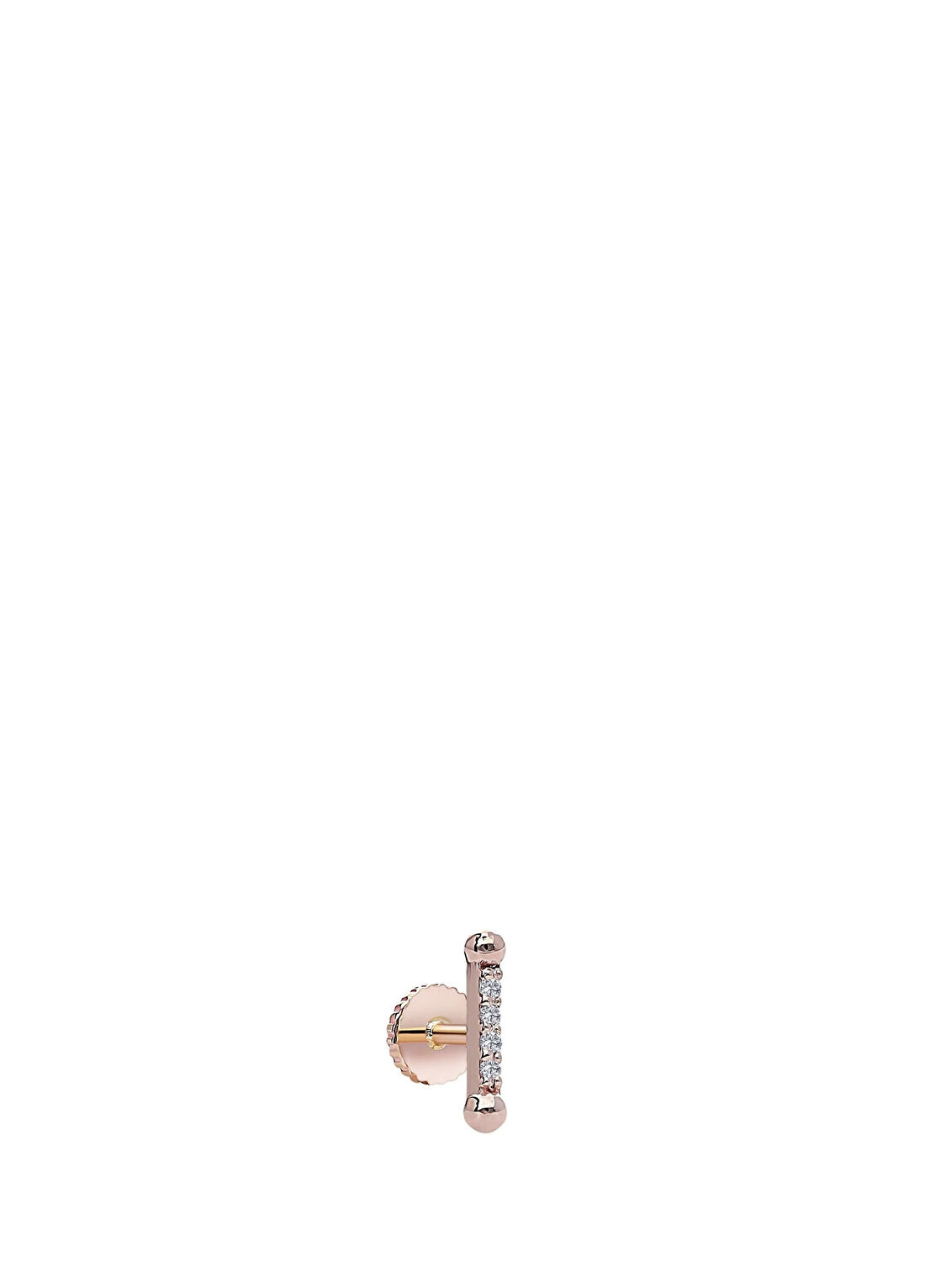Safir Mücevher Recta Pırlanta Taşlı 14 Ayar Rose Gold Kadın Piercing Tragus Küpe