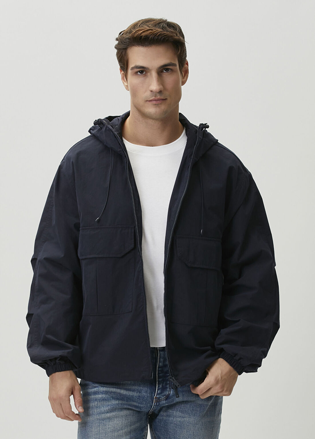 Emporio Armani Lacivert Kapüşonlu Mont