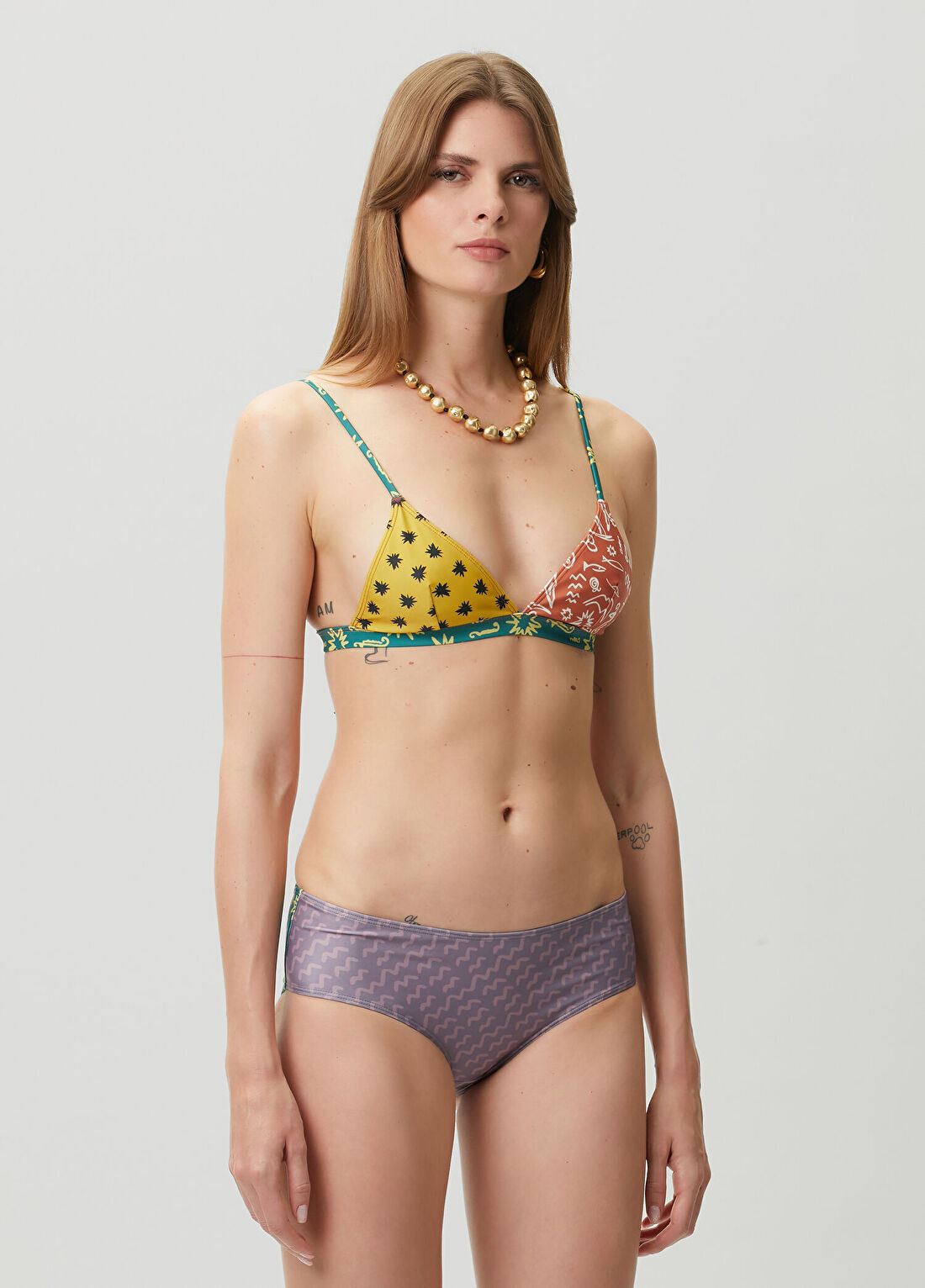 Donde Esteban Desenli Üçgen Bikini Üstü görsel 3