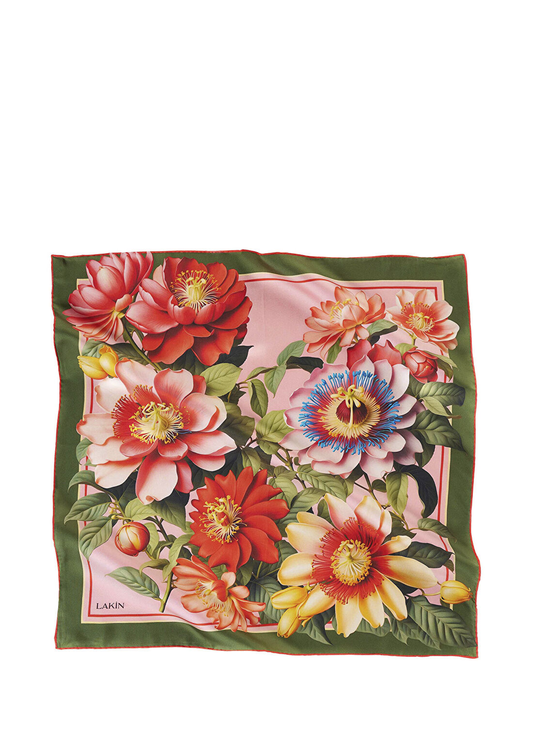 Lakin Passionate Passiflora Twill İpek Kadın Fular 65 cm