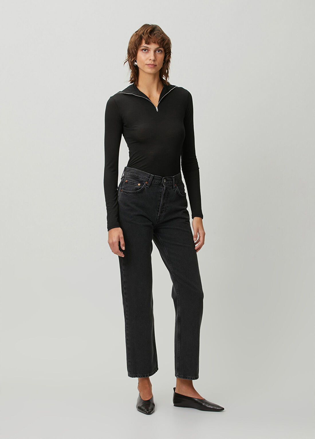 Jil Sander Siyah Fermuarlı Body görsel 2