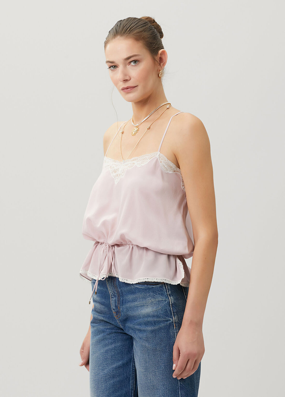 Chloe Lila Dantelli İpek Bluz