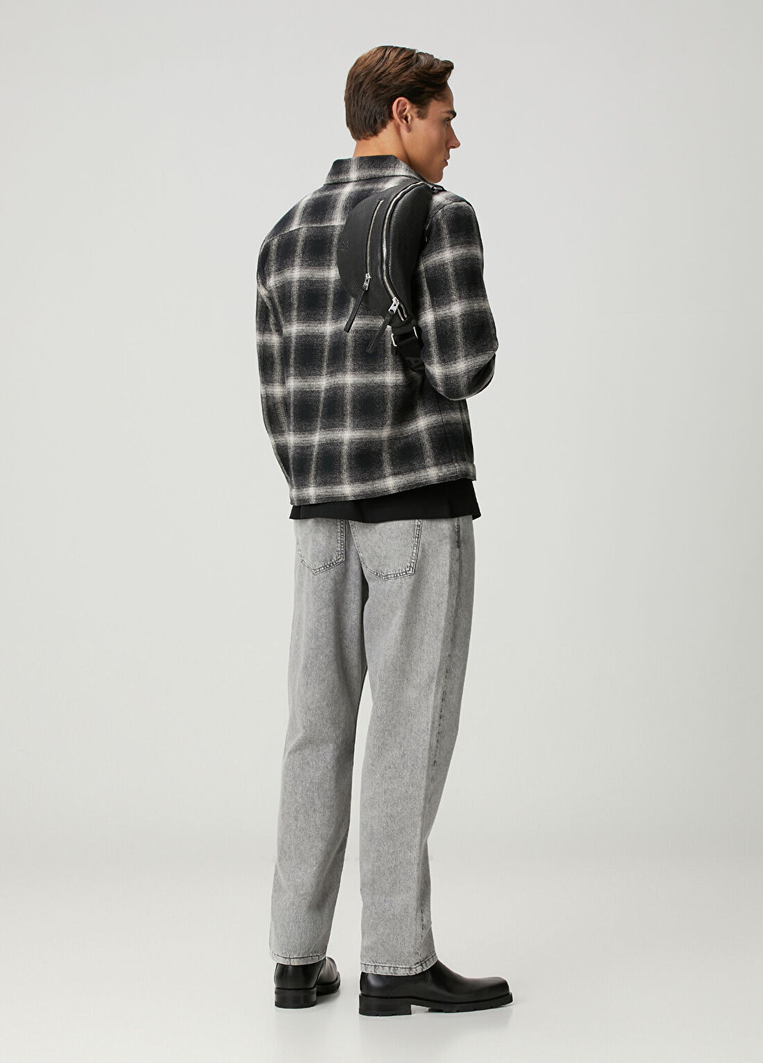 AllSaints Siyah Erkek Deri Bel Çantası görsel 2