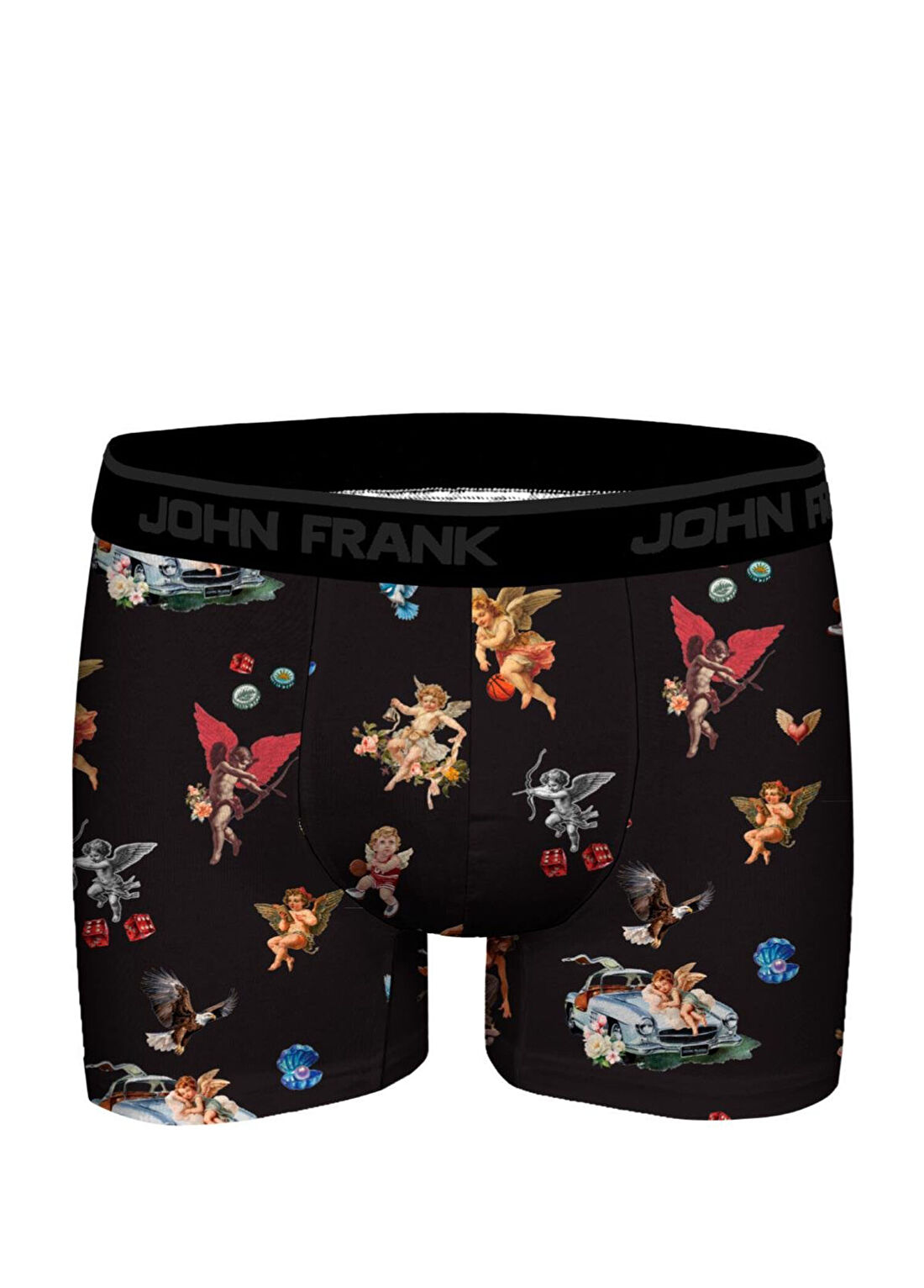 John Frank Siyah Baskılı Boxer