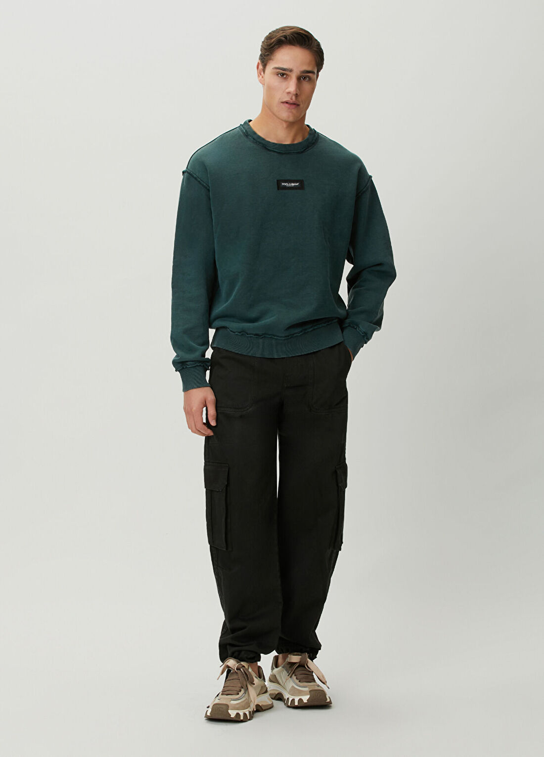 Dolce&Gabbana Yeşil Logo Detaylı Sweatshirt görsel 2