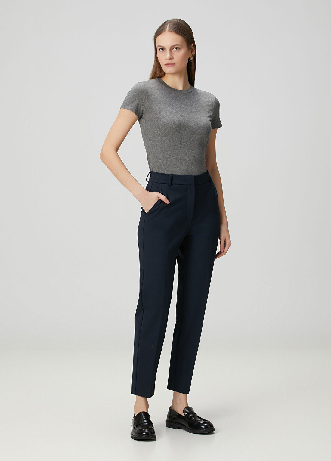 Theory Gri Basic T-shirt görsel 2