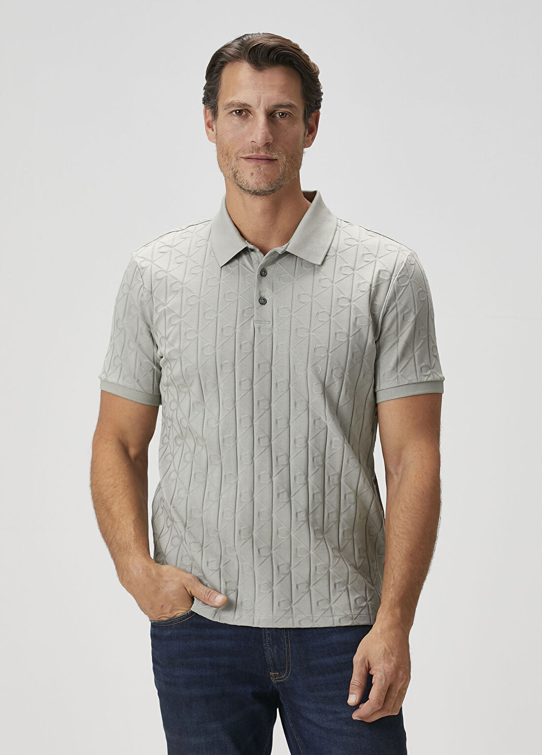 Calvin Klein Haki Polo Yaka Merserize T-shirt