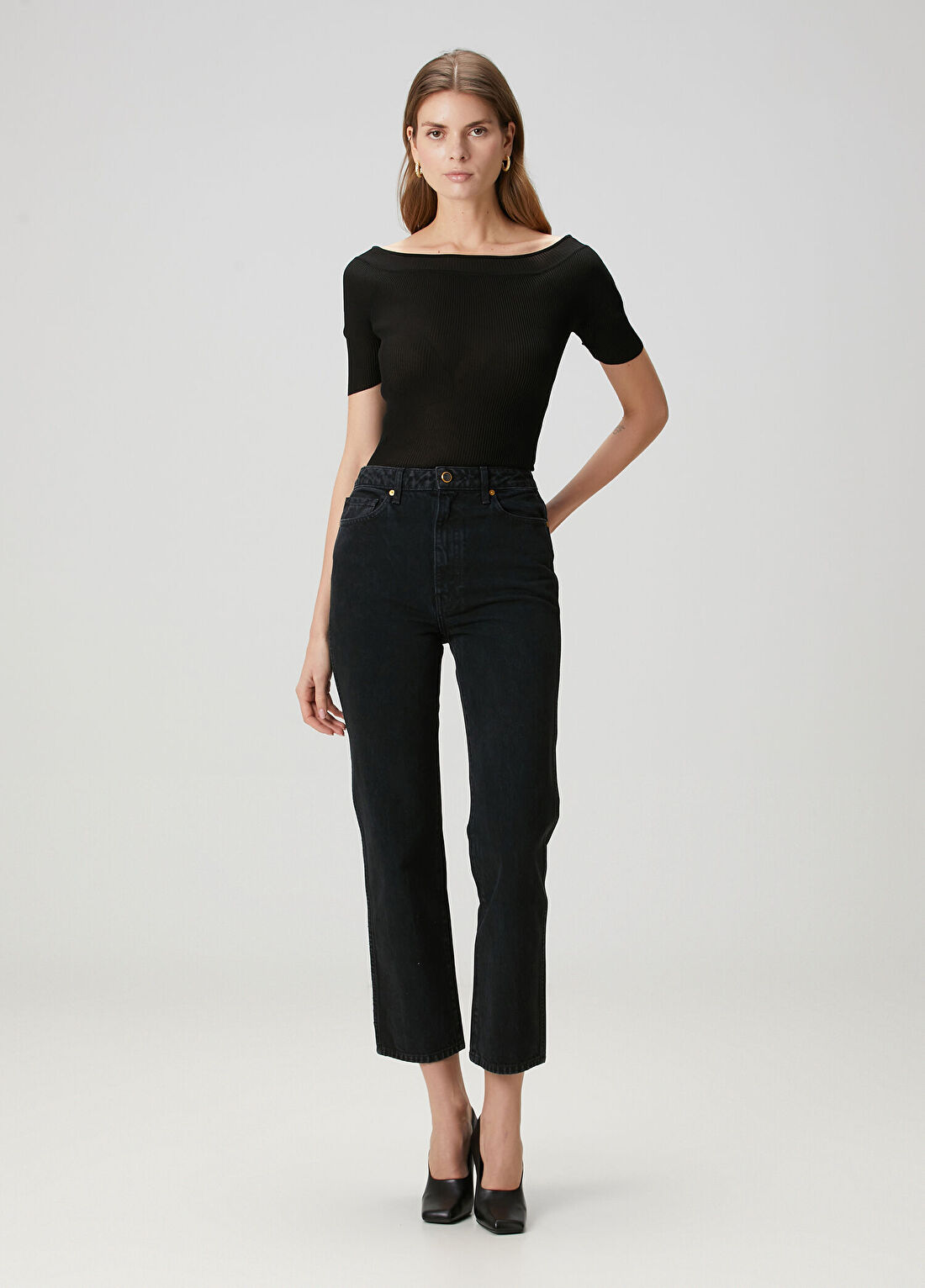 Khaite Abigail Straight Leg Siyah Jean Pantolon