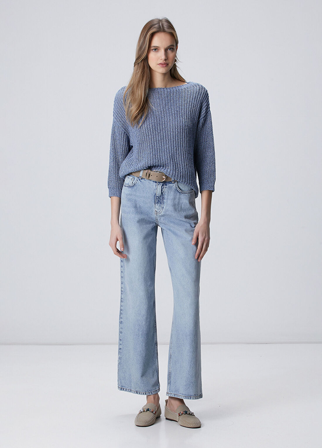 Network Mavi Wide Leg Denim Pantolon