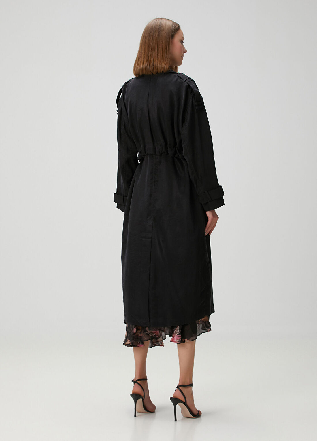 AllSaints Linnie Siyah Pardösü görsel 4