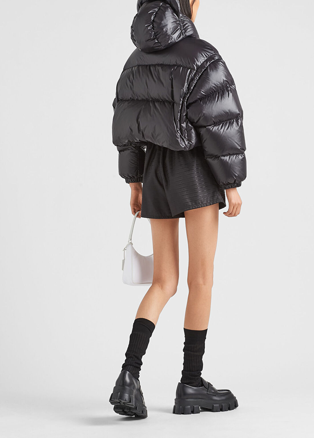 Prada Re-Nylon Dönüştürülebilir Kısa Şişme Mont görsel 3