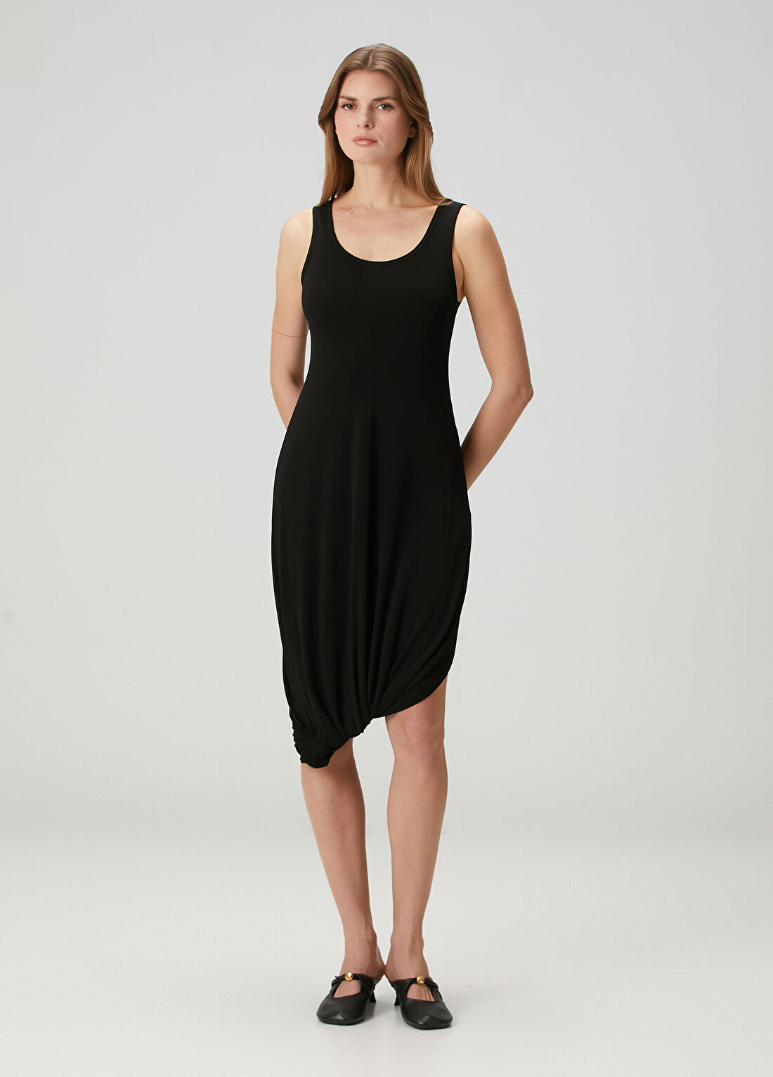Loewe Siyah Asimetrik Krep Jersey Elbise görsel 3