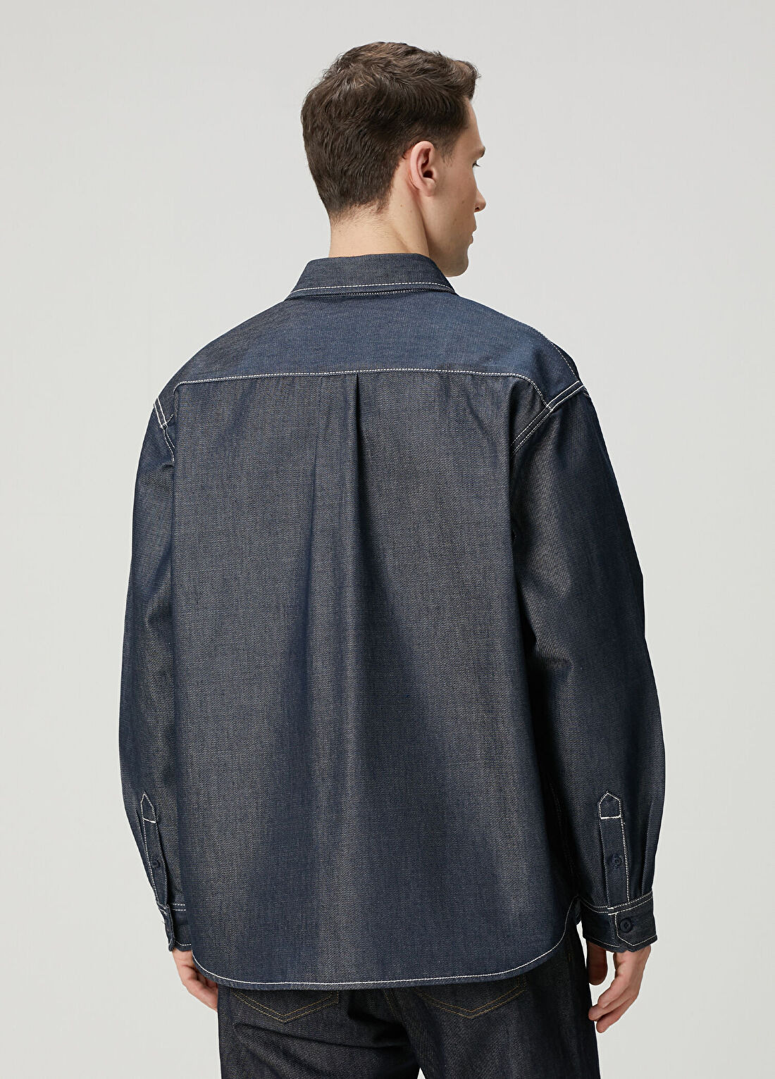 Carhartt WIP Tigan Mavi Denim Dış Gömlek görsel 4