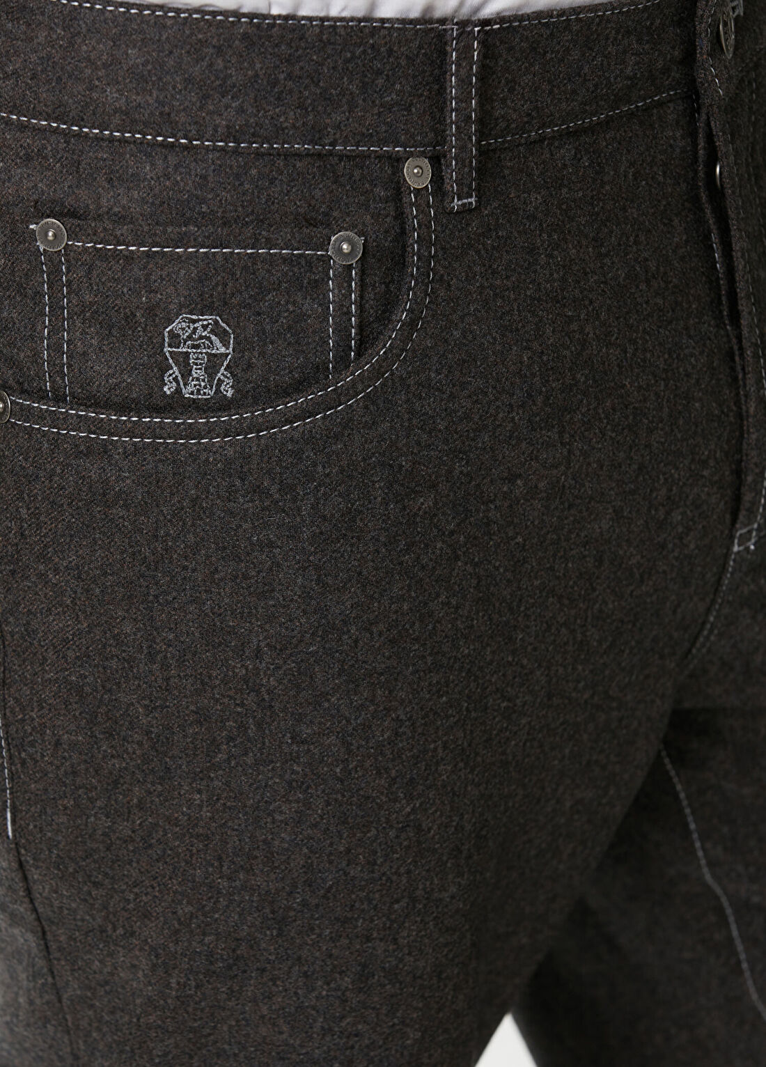 Brunello Cucinelli Siyah Yün Jean Pantolon görsel 4