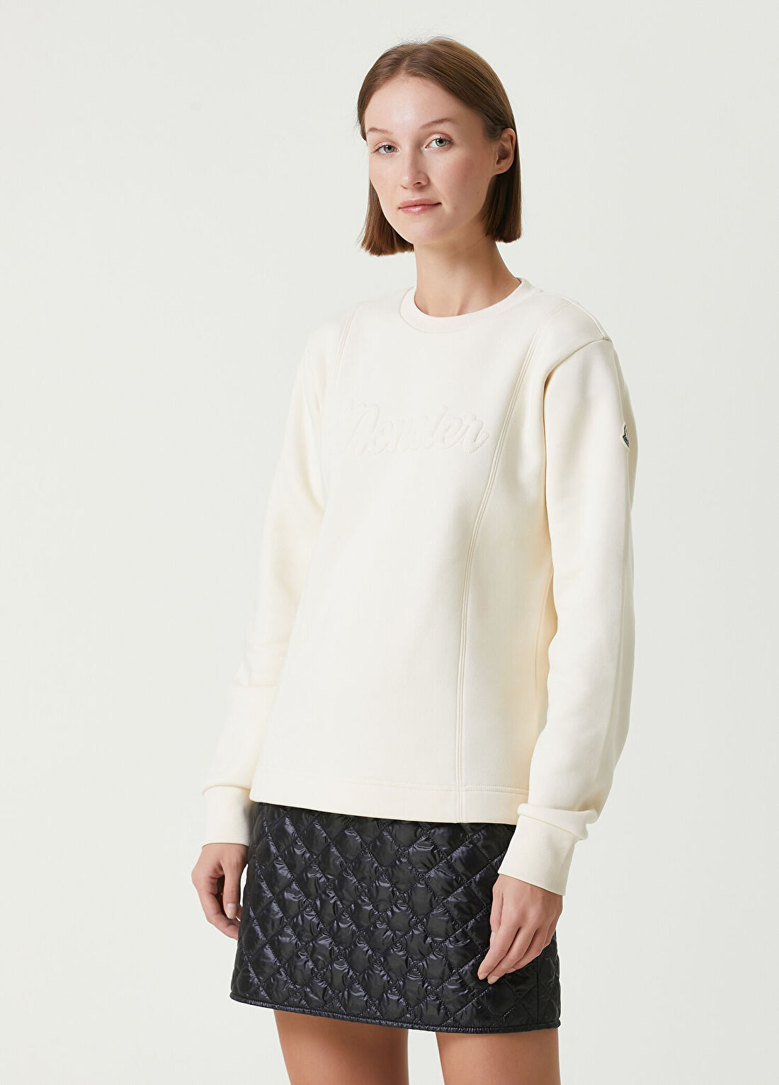 Moncler Kırık Beyaz Logolu Sweatshirt