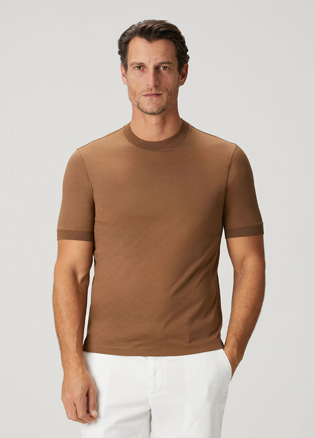 Canali Kahverengi Basic T-shirt
