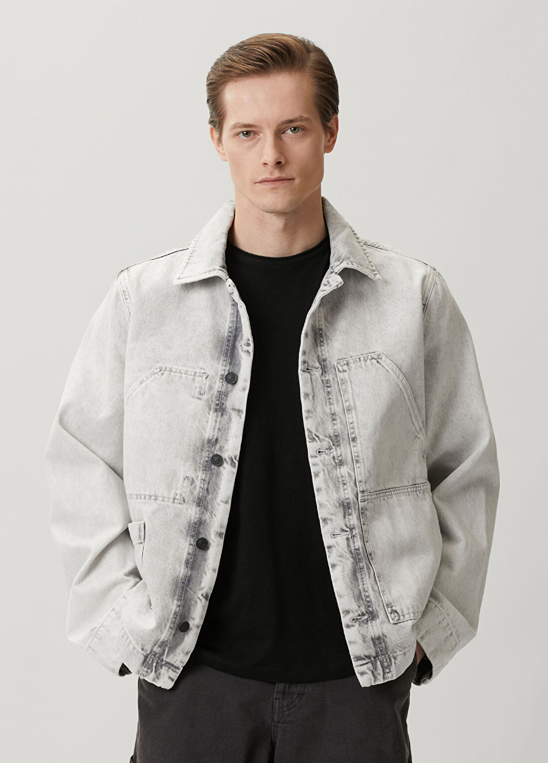 AllSaints Mukesh Gri Denim Gömlek