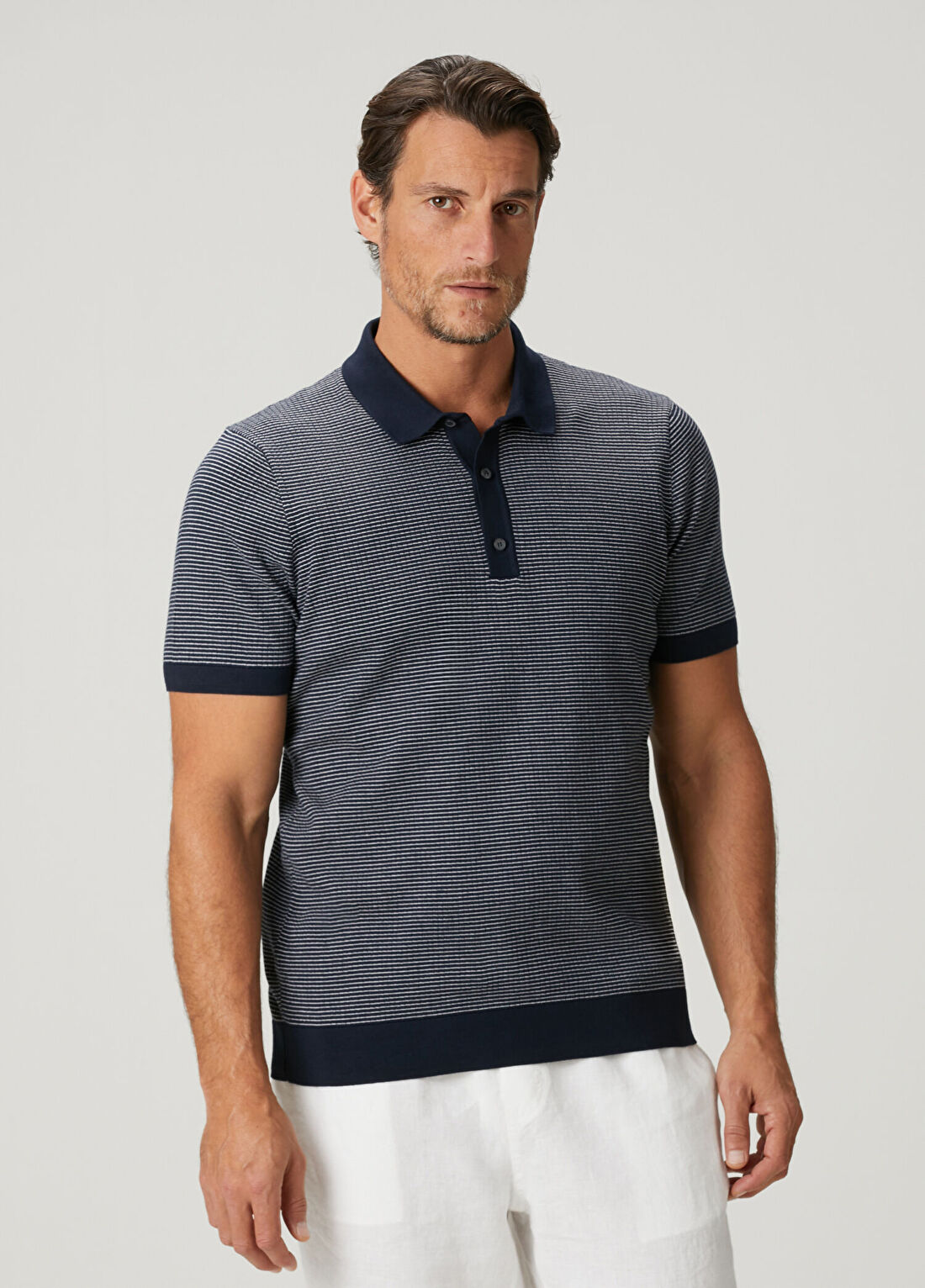 Beymen Collection Lacivert Polo Yaka Kısa Kollu Triko