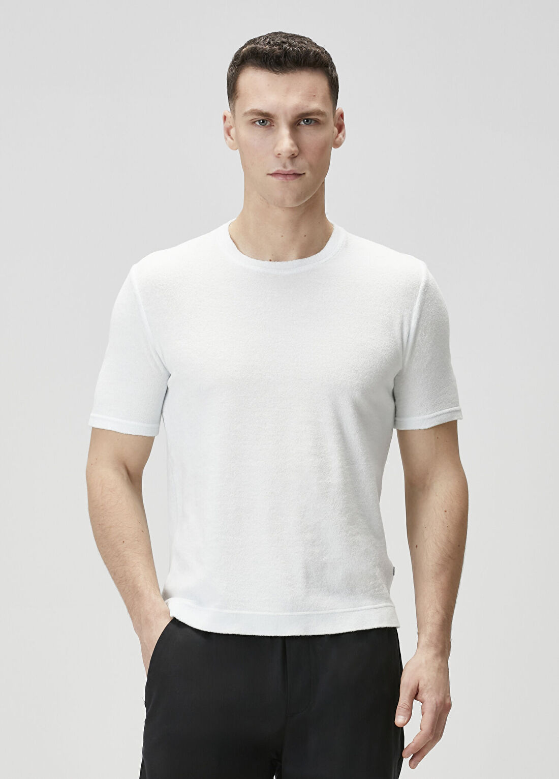 Fedeli Beyaz Havlu Dokulu T-shirt