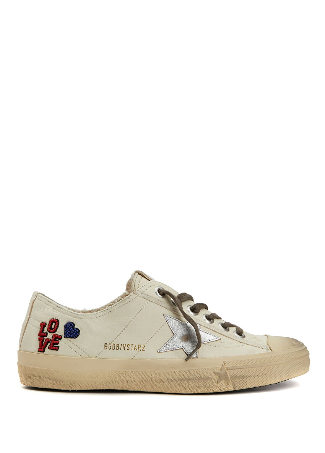 Golden Goose V-Star Ekru Kadın Deri Sneaker