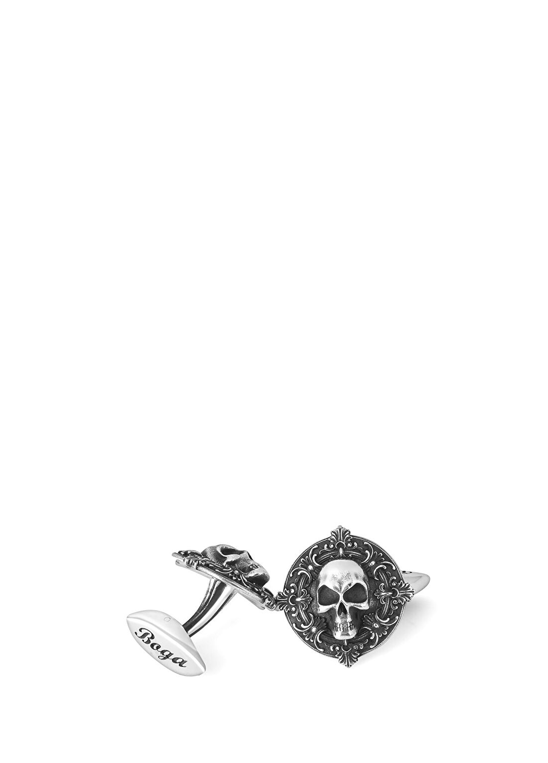 Boga Locket Skull Gümüş Kol Düğmesi