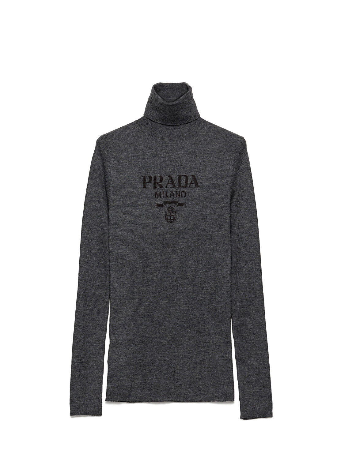 Prada Gri Superfine Yün Balıkçı Yaka Kadın Kazak