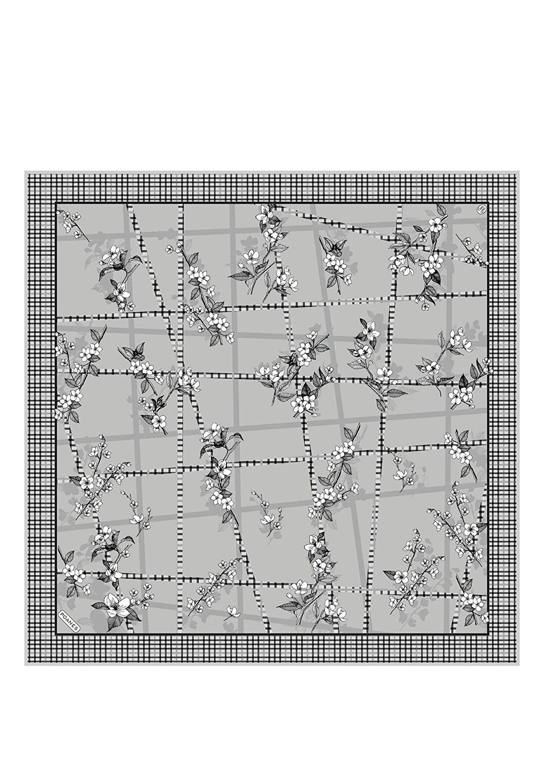 Poanes Bahar Dalı Desenli Twill İpek Kadın Eşarp 90 x 90 cm
