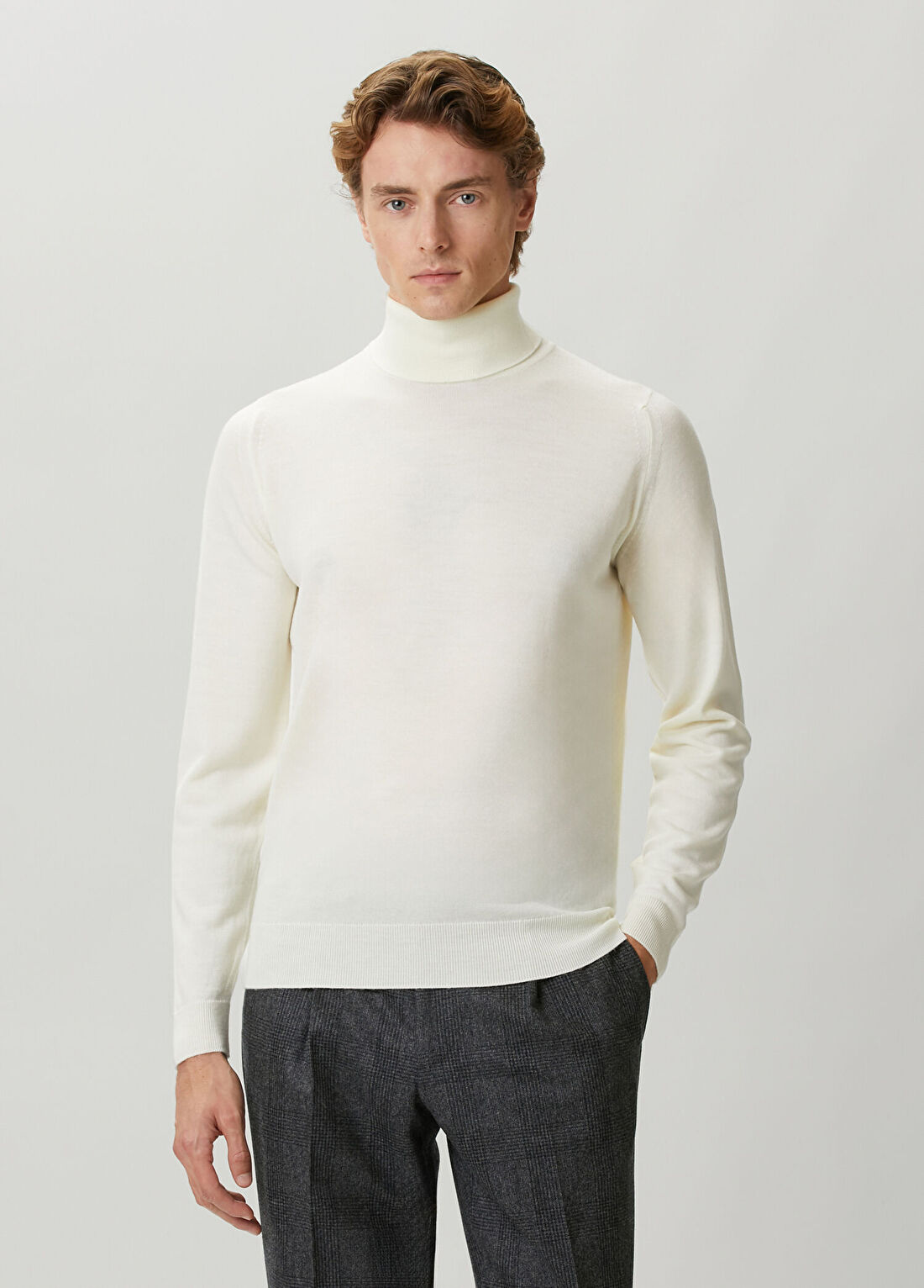 John Smedley Conne Beyaz Balıkçı Yaka Yün Kazak