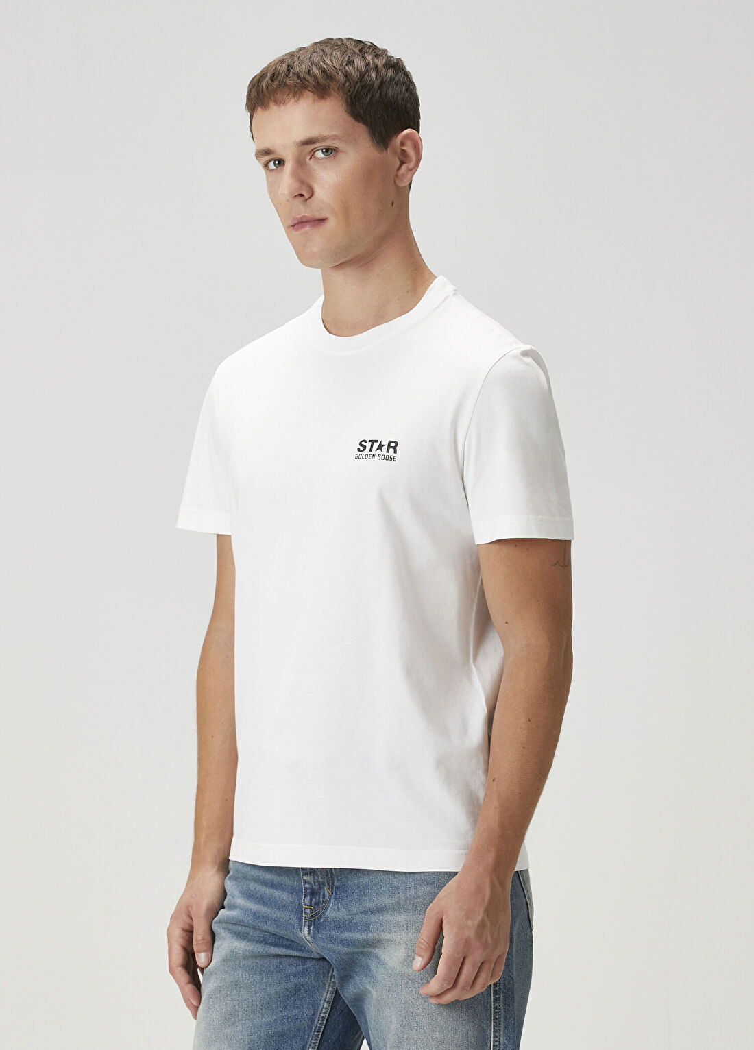 Golden Goose Regular Fit Star Siyah Beyaz Logo Baskılı T-shirt görsel 3