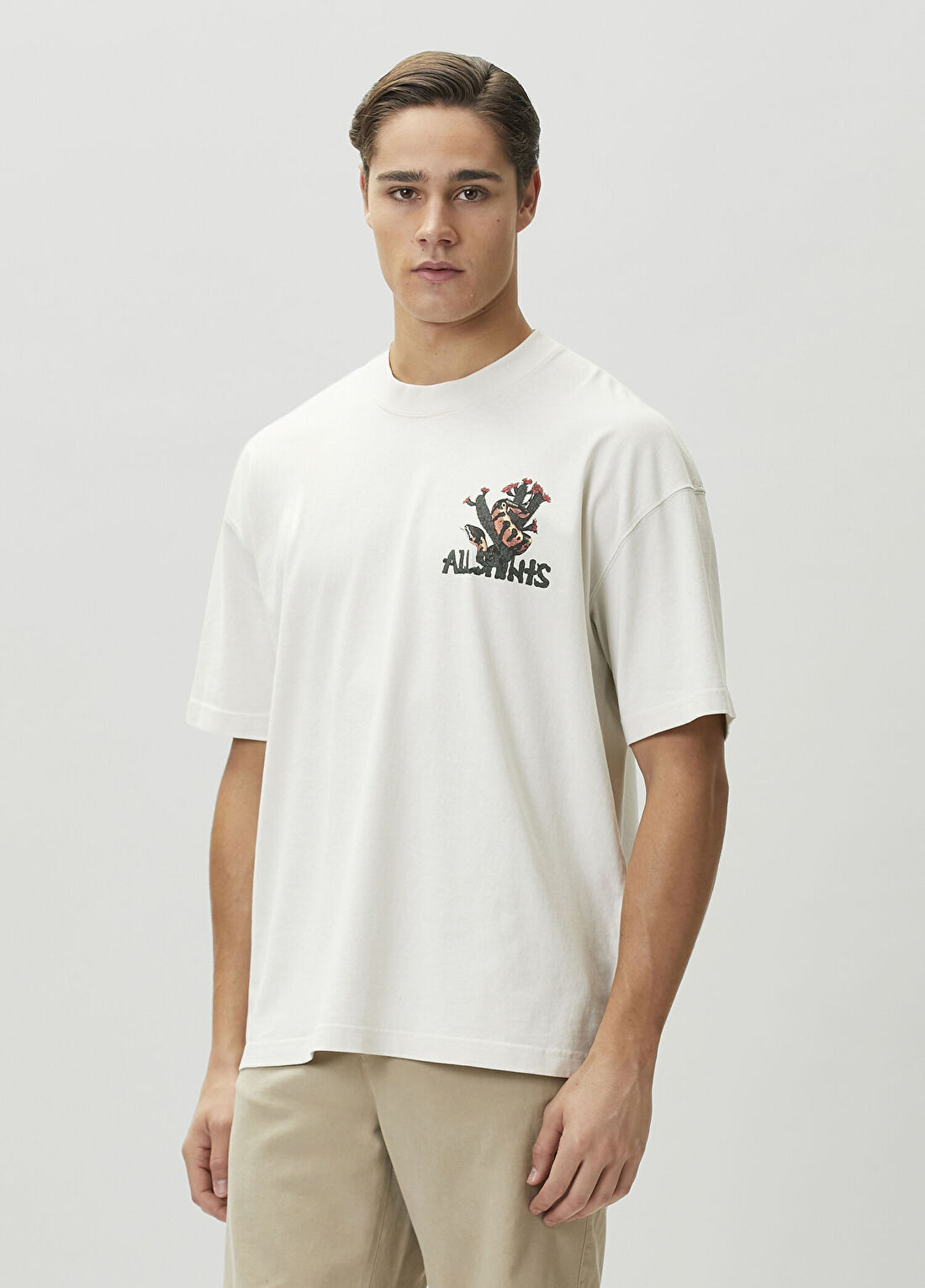 AllSaints Cacti Krem T-shirt görsel 3