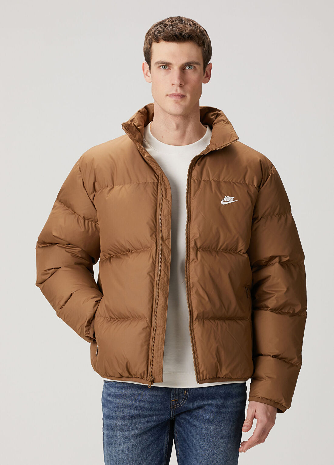 Nike Therma-FIT Club Kahverengi Puff Ceket