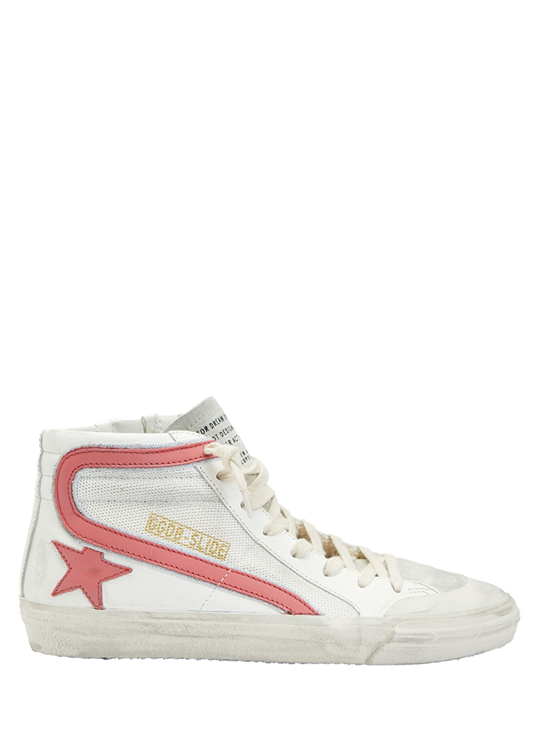 Golden Goose Slide Pembe Beyaz Kadın Deri Sneaker