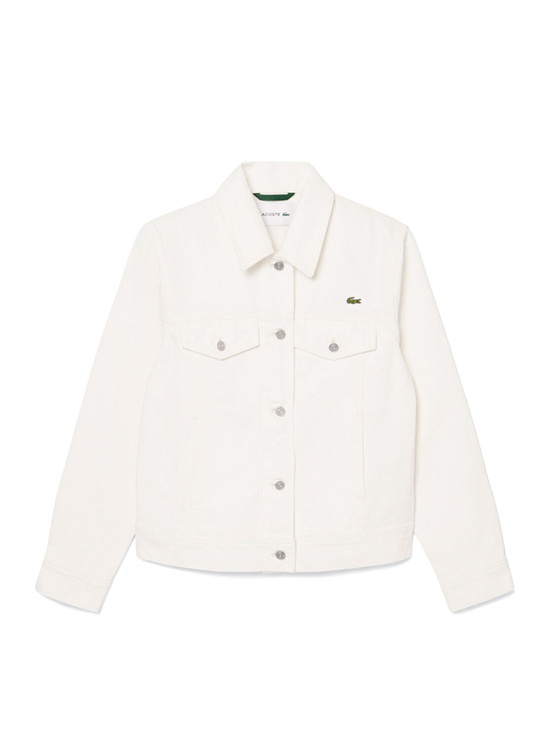 Lacoste Beyaz Pamuklu Fitted Kadın Denim Ceket