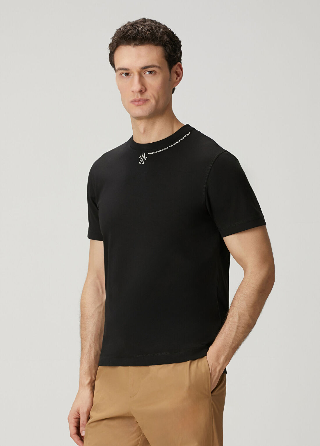 Moncler Grenoble Siyah Logo Baskılı T-shirt