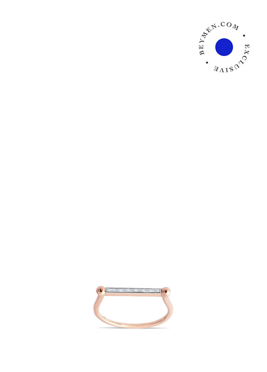 Safir Mücevher Luna Line Pırlanta Taşlı 14 Ayar Rose Gold Kadın Yüzük