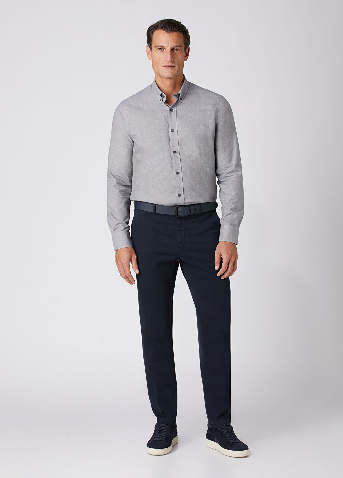 Beymen Collection Comfort Fit Gri Düğmeli Yaka Spor Gömlek görsel 2