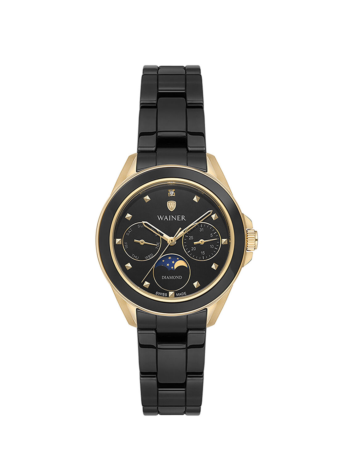 Wainer WA.18040-C Siyah Çelik Kol Saati
