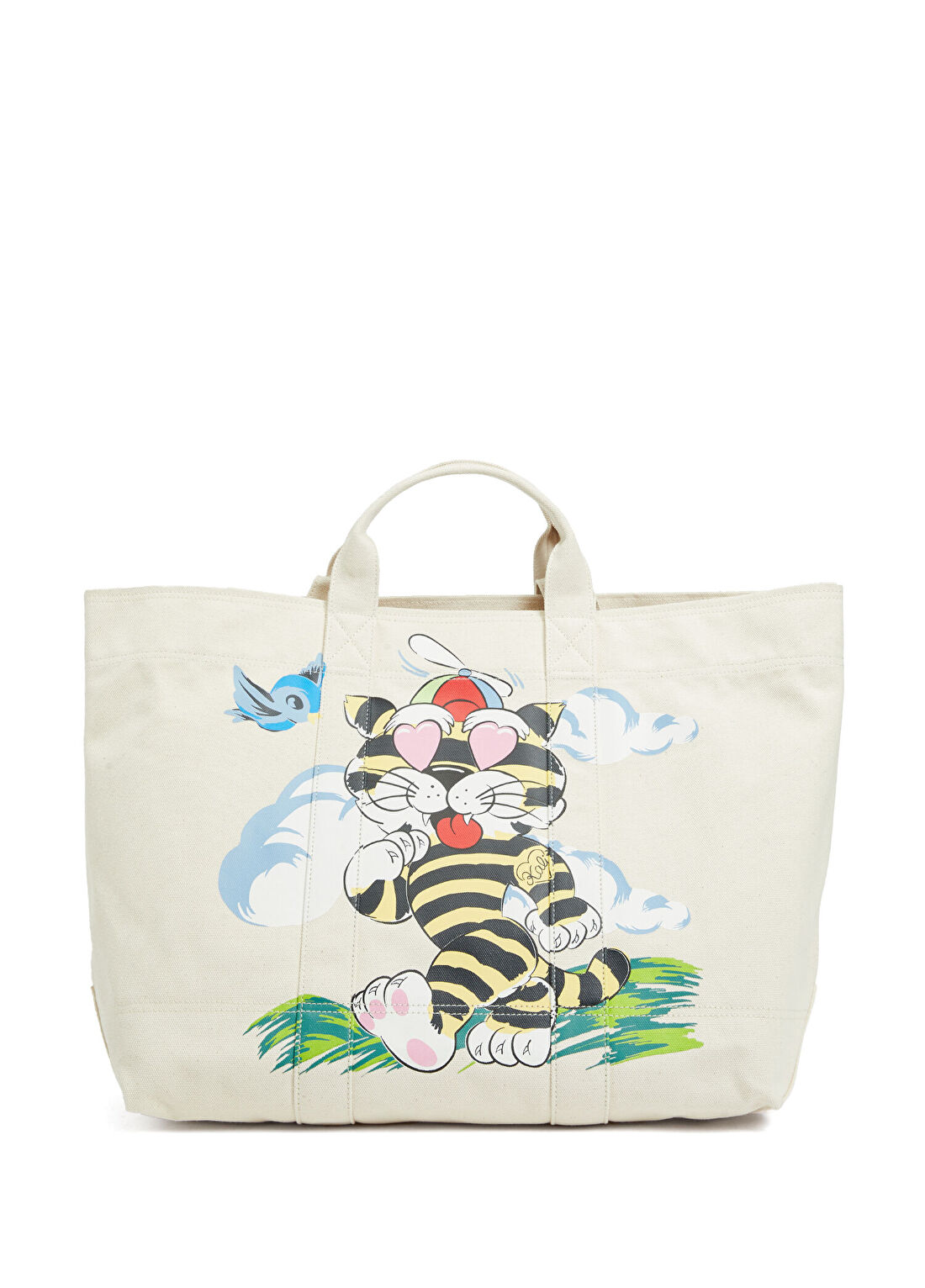 Kenzo Cartoon Large Bej Erkek Kanvas Alışveriş Çantası