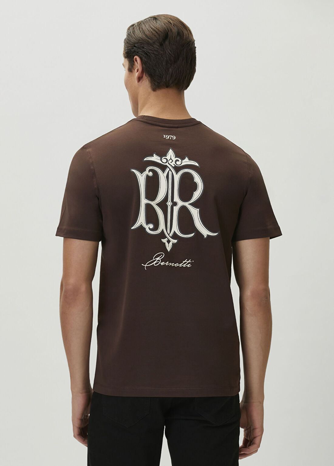 Bernotti Kahverengi Logo Baskılı T-shirt görsel 4