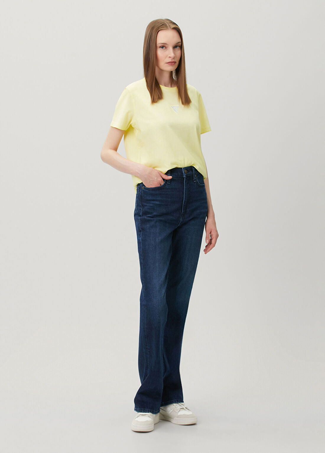 Guess Jersey Oversize Fit Sarı T-shirt görsel 2
