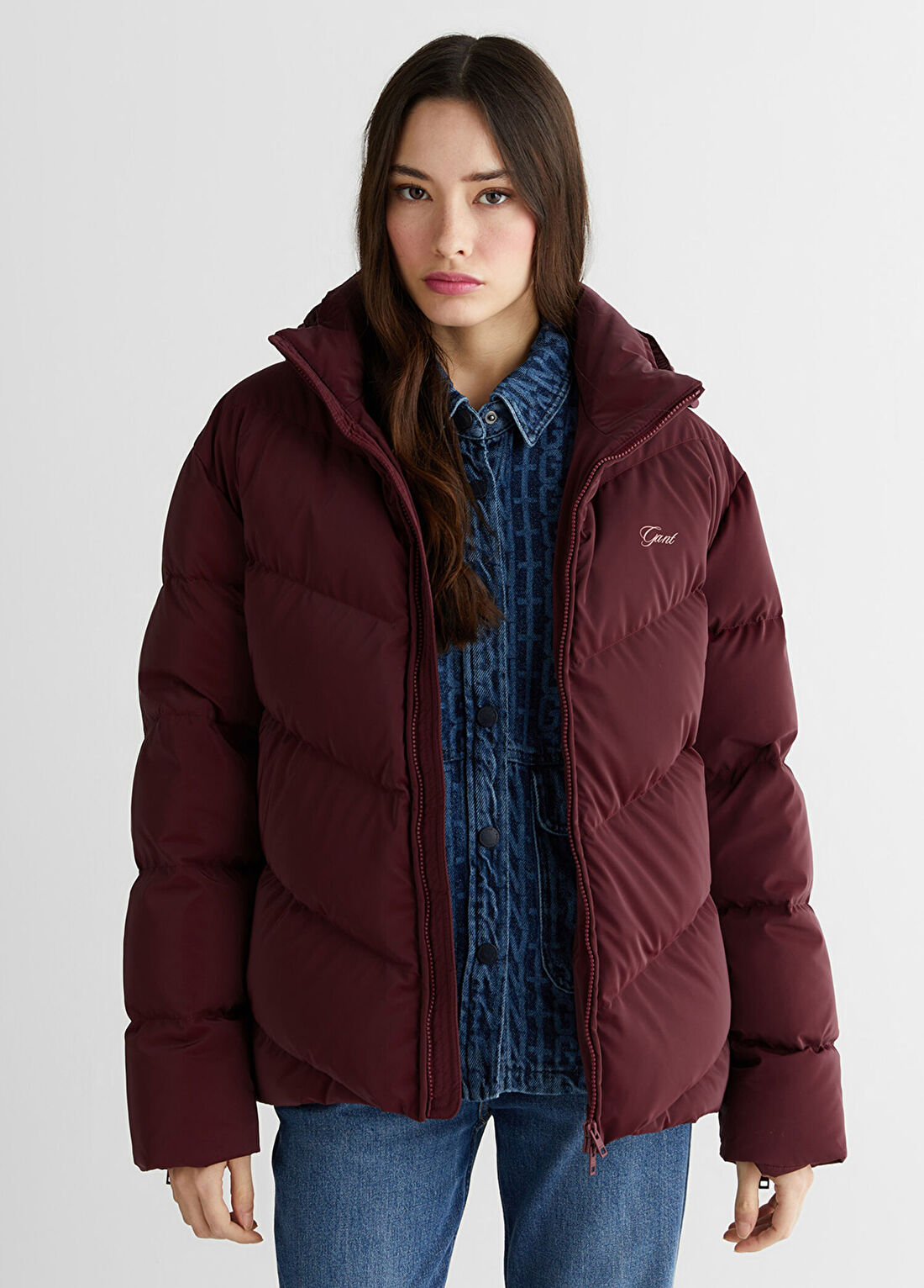 Gant Bordo Regular Fit Fermuarlı Kadın Mont