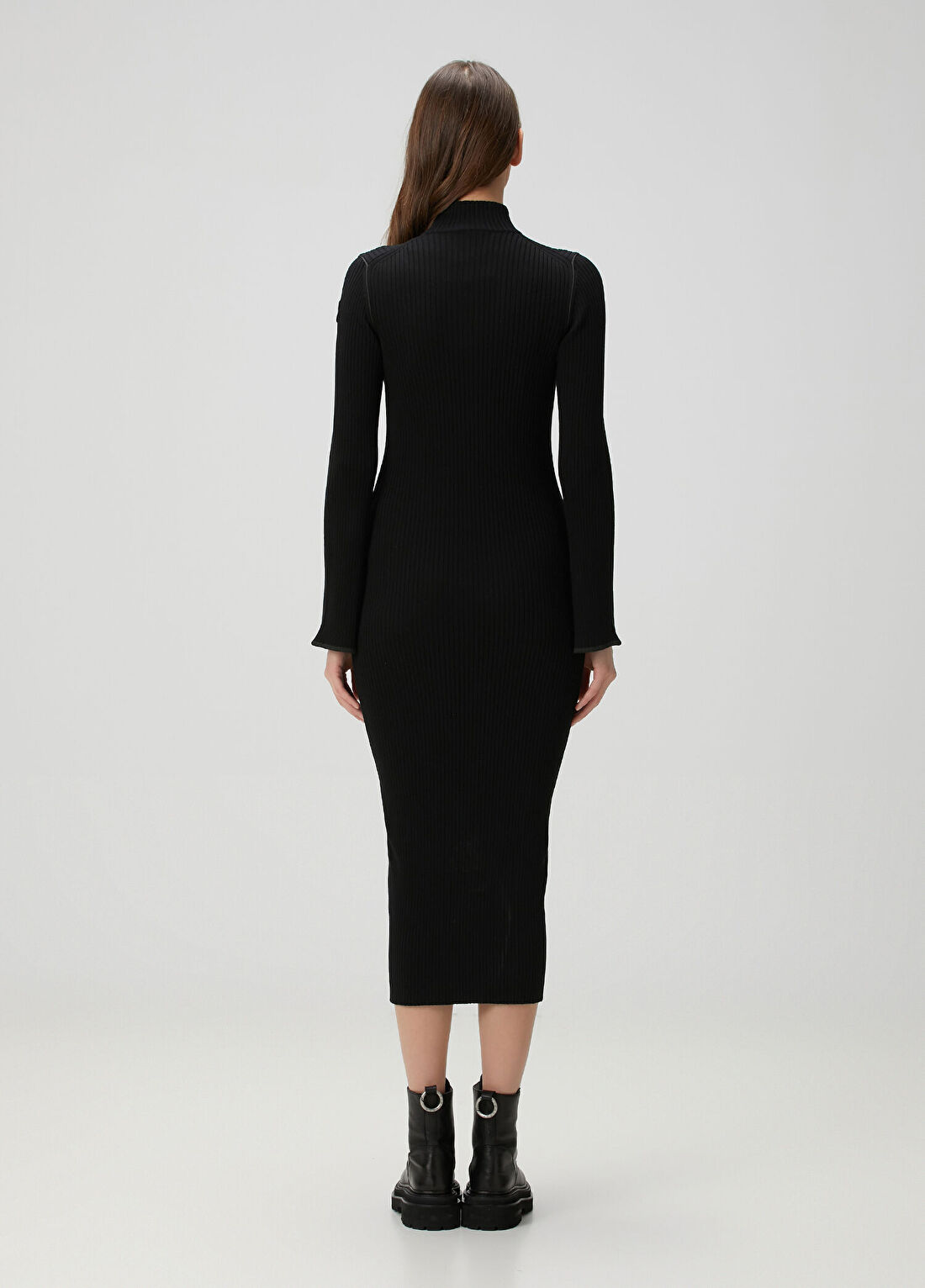 Moncler Siyah Midi Triko Elbise görsel 4
